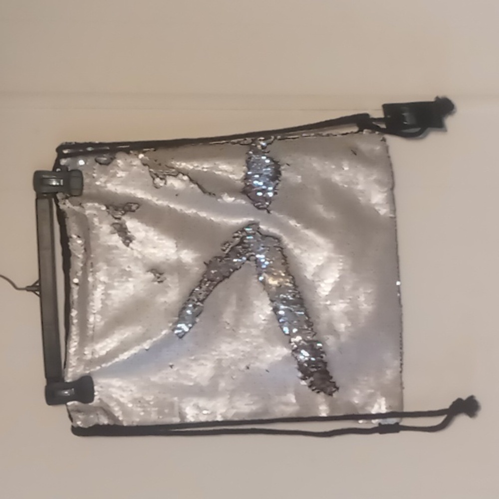 Reversible Sequin drawstring backpack. Sequins have two colors